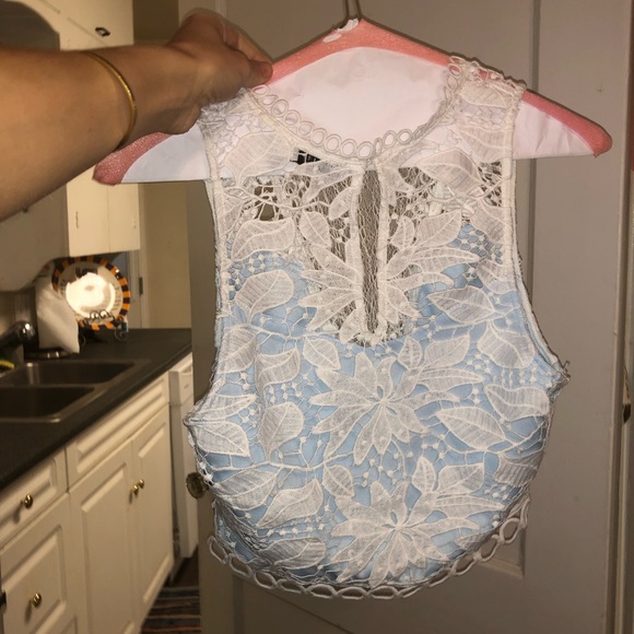 NWOT Lush lace crop top blue - Picture 4 of 8